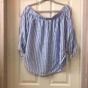COPY - NWT Preppy blue striped off the shoulder b…